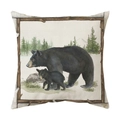 Linen pillowcase featuring watercolor mother and cub black bear forest illustration - Style 6