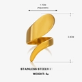 Exaggerated 18K gold plated stainless steel irregular spiral open ring for women - Irregular Spiral Style / Gold