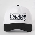 Retro-Baseballkappe in Kontrastfarben mit Cowboy-Stickerei aus hochwertigem Stoff - Verstellbar / Schwarz & Weiß