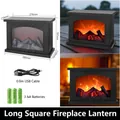 Black fireplace lantern with USB cable and batteries for Christmas home decoration - Christmas Rectangular Fireplace (With Battery + USB Cable)
