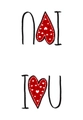 Absorbent dish towel with hand-drawn I Love You theme and red heart graphic print - Hand-drawn I Love U Mirror(MB1-12)