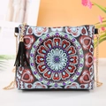 DIY Mandala Diamond Painting Crossbody Bag with Golden Chain and Leather Tassel - Colorful Mandala (Black) (AA109)