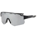 Outdoor sports cycling sunglasses with silver mirrored lens and matte black frame - Black Frame Silver Mirror