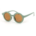 Kids round matte mint green sunglasses with amber UV400 protective lenses - Green (Standard)