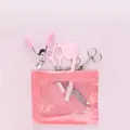 Kit de 6 pièces de toilettage sourcils et recourbe-cils avec pochette en PVC rose - Rose Ensemble de 10 Pièces