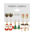 Weihnachts-Ohrring-Set mit Rentier-, Nikolaus- und Baumsteckern auf weißer Karte - HS503-3
