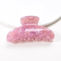 Pink marble texture acetate hair claw clip with vintage arched design and durable teeth - Pink