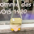 Simpatica borsa a papera in lana d'agnello con patta verde e badge a forma di coniglio - Verde + [Spilla a Coniglio]