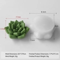 Succulent shaped silicone candle mold with detailed size measurements and weight specs - Succulent J-1245