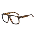 Fashionable oversized square sunglasses with a classic dark tortoise shell pattern finish - Leopard Frame