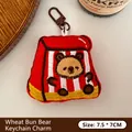 Cute plush capybara doll in red striped fries bag with a dark brown carabiner - 6# Red and White Striped Box Capybara Keychain