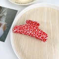Chic leopard print hair claw clip in red and yellow finish for elegant updo hairstyles - 11cm / Red Leopard