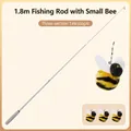 1.8m retractable cat teaser wand set with three plush bee toys and bells - Grey + 3 Bees