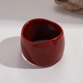 Detailed top view of a wide burgundy resin bangle with smooth finish on a white texture - Retro Dark Red Thickened Solid Ring (4#)