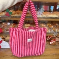Sac fourre-tout en peluche à rayures verticales rouge et rose en fausse fourrure - Rayé Rose Rouge