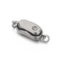 Chiusura a doppio anello in acciaio inossidabile lucido su sfondo bianco - Chiusura Magnetica Ovale Colore Acciaio (KLJ5207-Z)