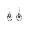 Silver gothic earrings featuring a black enamel heart pendant with sparkling crystals - Gothic Heart Enamel Dangle (E307218) - Steel Black
