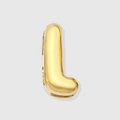 Modern puffy style letter L charm pendant in high-gloss polished golden finish - Letter L / 14K Gold
