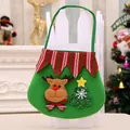 Bolsa de regalo de Navidad de fieltro verde con reno 3D y árbol de Navidad brillante - Bolso de Navidad con Apertura Colorida [Reno]