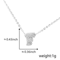 Silver letter F pendant with zircon stones, 0.43 inch height, weight 1g, minimalist design - Silver Letter-F