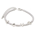Silver LOVE MAMA tennis bracelet with zircon stones and adjustable lobster clasp - LOVE Bracelet - Silver/Platinum Color