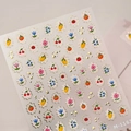 3D embossed fruit nail art stickers M-1163 with gold outlines of lemons and cherries - M1163-Embossed + Gold Stamping Style