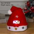 LED light-up Christmas hat with cartoon snowman pattern in red and white fabric - Kids LED Cartoon Snowman Style