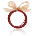 Dettaglio del bracciale a spirale rossa multistrato con fiocco in organza oro lucido - Molla rosso con set di fiocchi (30207)