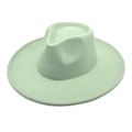 Classic light green wide brim wool fedora hat for women and men in a stylish 45-degree view - M (56-58cm) / Mint Green