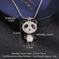 Collana con ciondolo a forma di panda carino in acciaio inox con corpo mobile e strass - Stile Panda