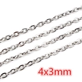 DIY stainless steel chain necklace material with 4x3mm silver links in macro view - CH-20 (4x3mm) / Steel
