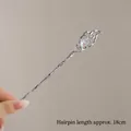 Haarstab aus Silbermetall mit Quaste Mondstein und Wolkendesign Länge 18cm - Federförmige Haarnadel - Silber