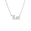 Silver stainless steel Leo zodiac letter pendant necklace with fine chain for women - Leo (Silver)