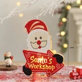 Luminous wooden Santa Claus Christmas tabletop decoration with LED light and workshop sign - Santa Arrow Sign