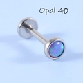 Surgical steel labret stud with vibrant blue opal inlay and flat back design - 1.2x6x3mm / Steel Purple Opal OP40