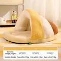 Plush slipper style pet bed in yellow and brown colors for small cats and dogs - S (40*30cm) / Yellow White + Brown