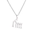 Collana in acciaio inossidabile lucido con ciondolo madre e cinque figli su catena argento - Madre con 5 bambini mano nella mano (CS00240)