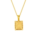 Collier carré en acier inoxydable plaqué or 18 carats avec pendentif lettre Z embossé - Lettre Z(SP598G-Z)
