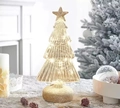 Golden LED glass Christmas tree topper with star finial and festive warm lights - Glass / Style B-Warm Gold with Star Topper