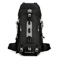 Mochila negra de senderismo de 60L en nylon de alta densidad con soporte para cintura - 56-75L / Negro