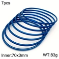 Set of 7 blue 3mm stacking bangles made of durable 18k plated stainless steel - 7Pcs Set-Blue (KB181563-KFC)