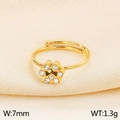 Adjustable golden cat paw print ring with sparkling rhinestones for women - US 6 / Style B Inlaid Paw Footprint (KR103466-GC) / Gold