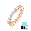 Elegant 18K rose gold plated S925 silver eternity ring with Moissanite stones and GRA report - US 5 / With Certificate & Gift Box / Rose Gold