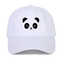 Classic white cotton baseball cap featuring black panda face embroidery in a six-panel design - White