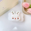 Polsino in peluche con coniglio bianco e ricamo ciliegia in flanella morbida per lavaggio - Stile Coniglio Ciliegia Singolo (69#) / Bianco