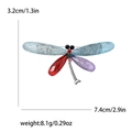 Colorful dragonfly brooch with blue wings and rhinestone crystals in silver finish - Colorful