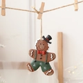 Christmas gingerbread man resin ornament with black hat and green snowflake overalls - Gingerbread Man - Green Pants