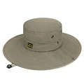 Olive green wide brim sun hat with breathable mesh and adjustable chin strap - Adjustable / Green