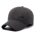 Berretto da baseball in lana grigio antracite con trama spessa e logo in metallo laterale - Regolabile / Grigio