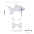 White fish animal headband and bowtie set with silver sequins for Halloween costume - 3D White Goldfish Headband + Bowtie Set